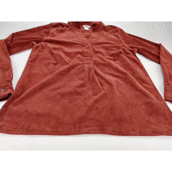 Duluth Trading Company Corduroy Rust Popover Womens Long Sleeve Shirt V Neck S - Picture 9 of 11